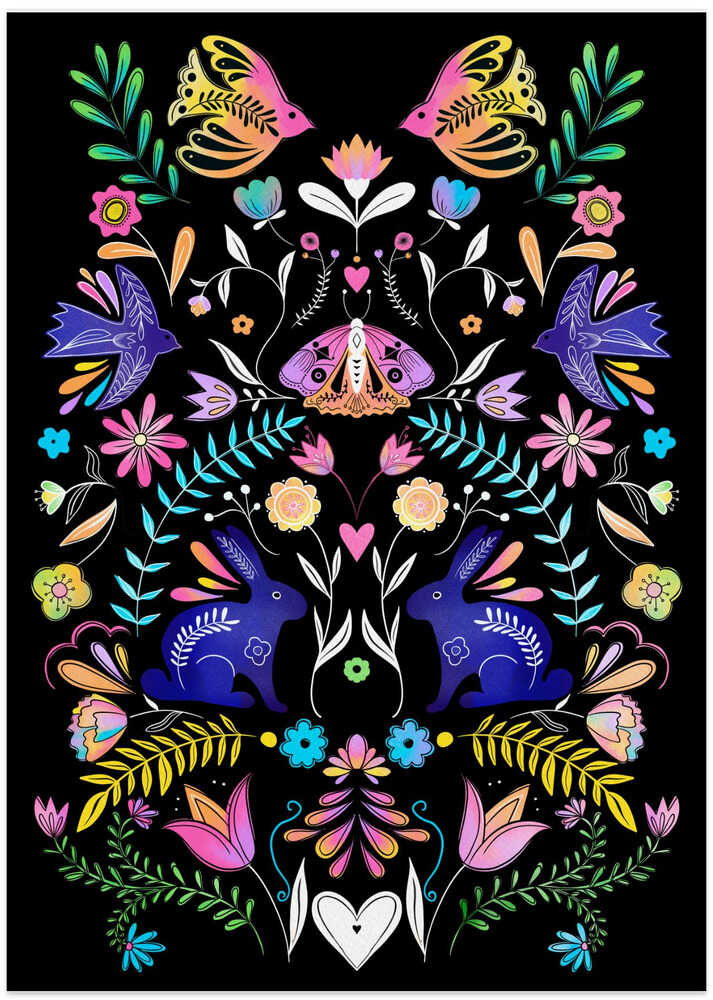 Colorful Folk Art Illustration