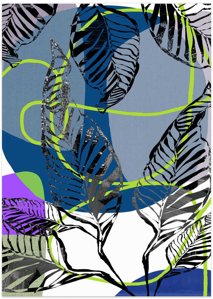 Black Leaves With Color Abstract No3