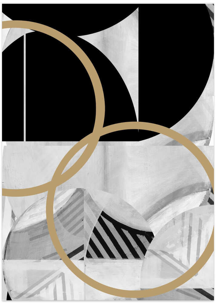 Black and White Stripes Gold Spheres No2