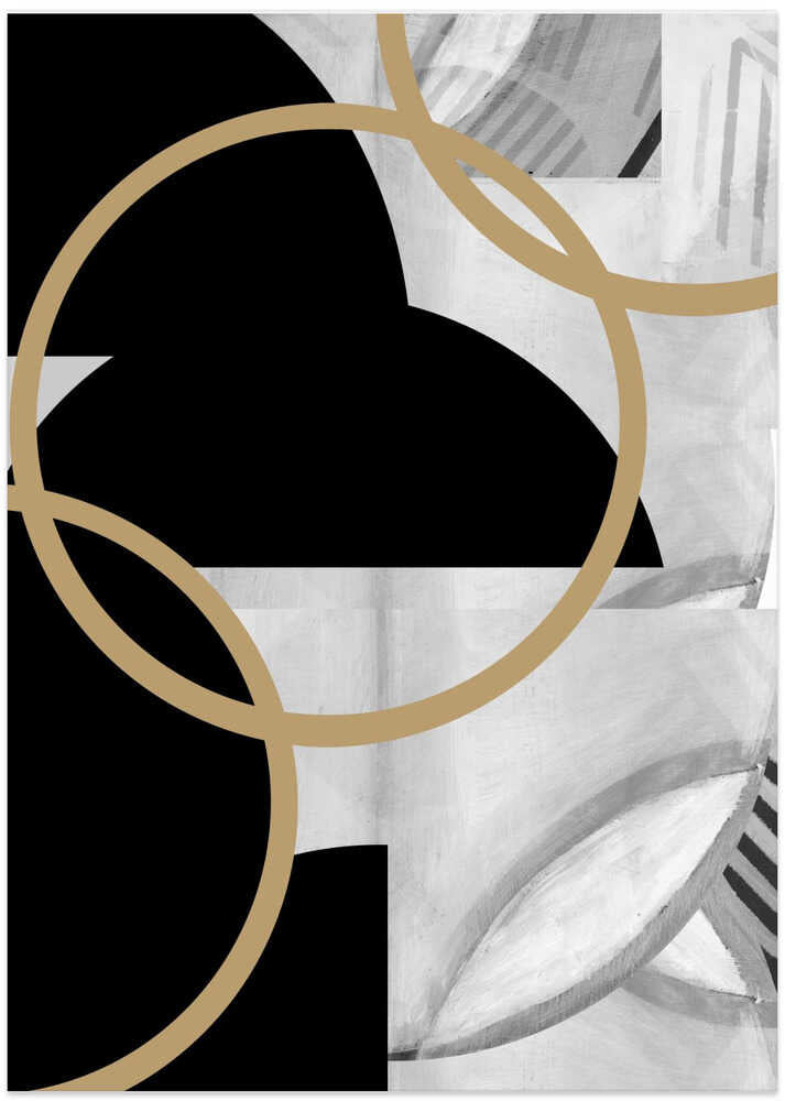 Black and White Stripes Gold Spheres No3