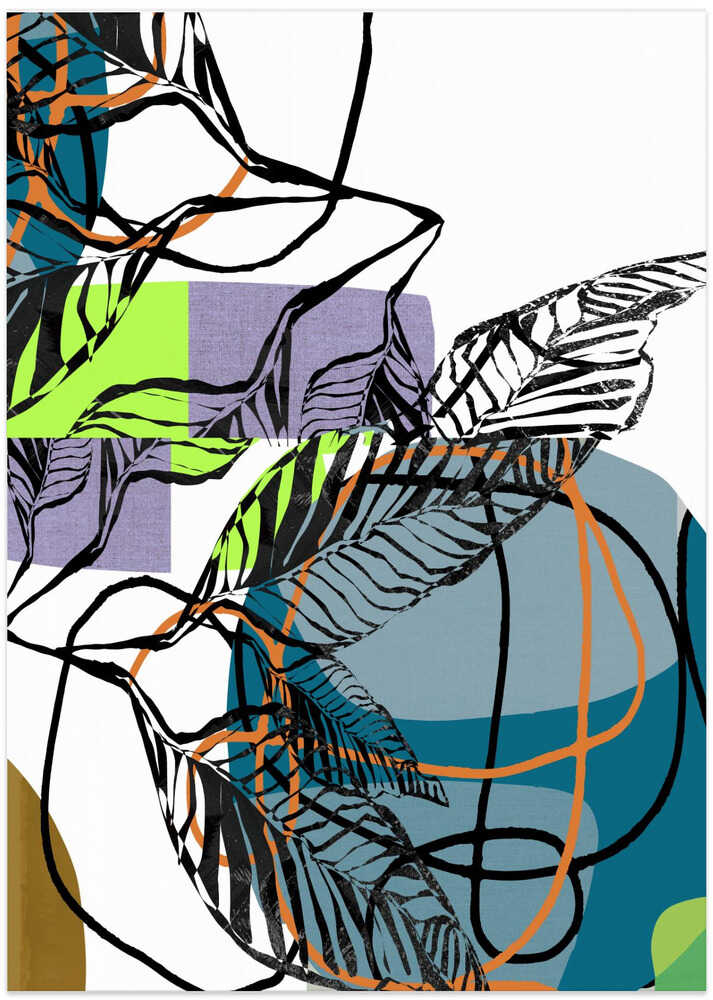 Abstract Black Leaves With Colour No1