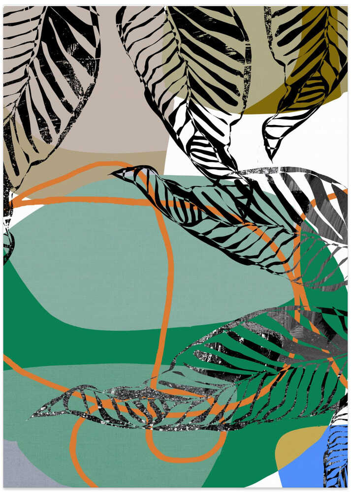 Abstract Black Leaves With Colour No2