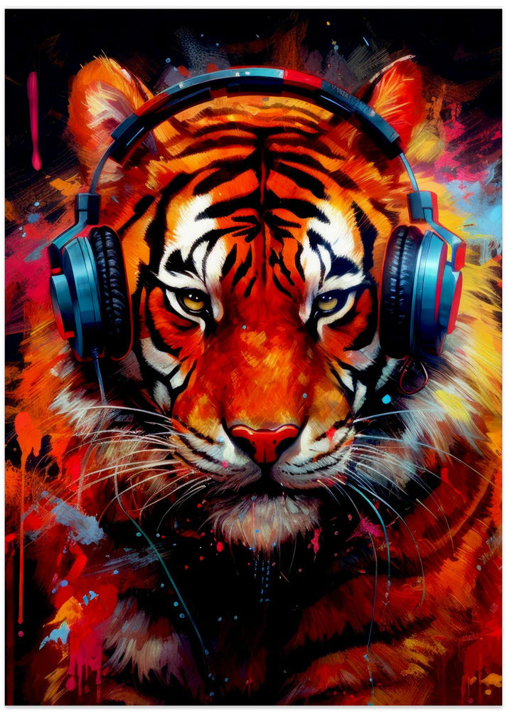 Tiger With Headphones animal