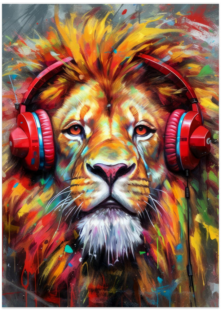 Lion With Headphones animal