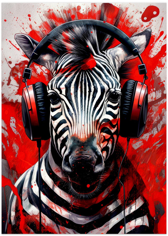 Zebra With Headphones animal