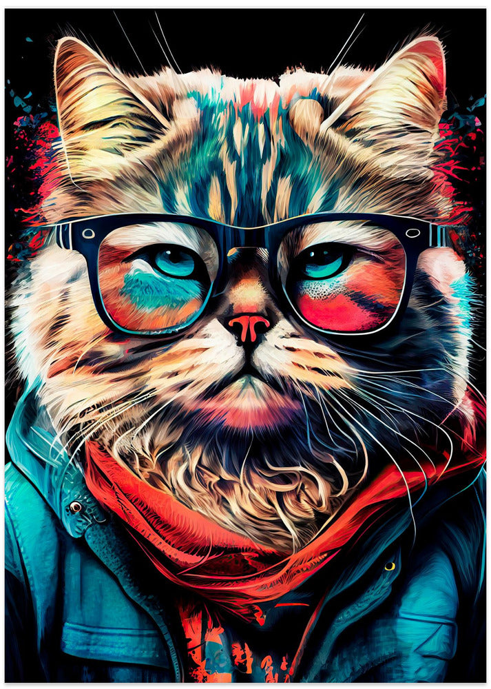 Hipster cat animal art