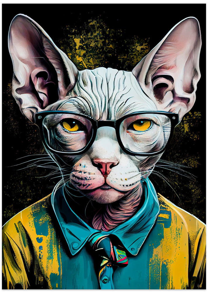 Hipster cat animal art