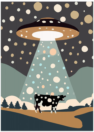 Art Prints of UFO & cow