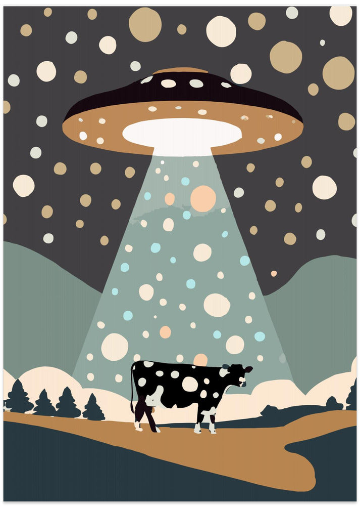 Art Prints of UFO & cow