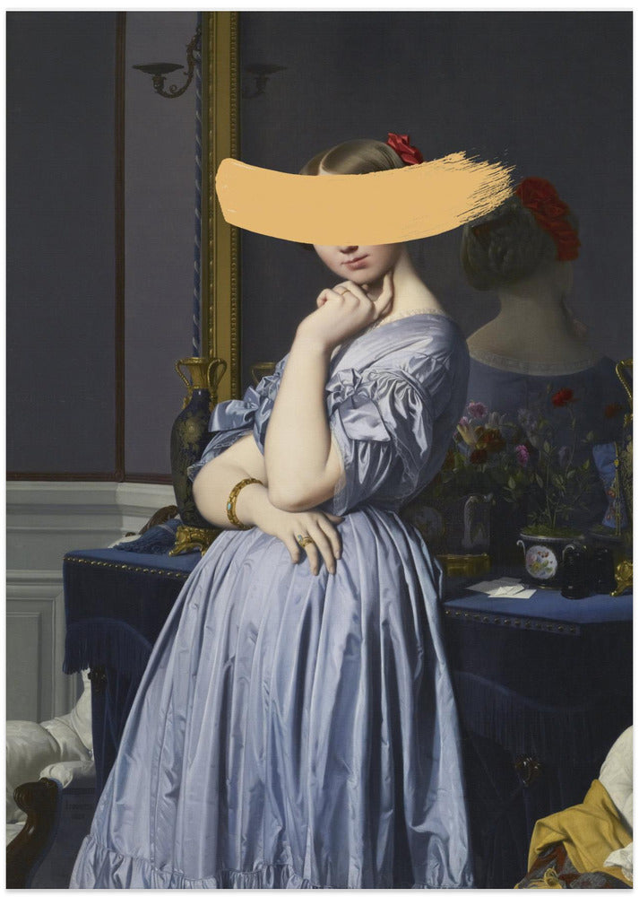 Classic Oil Painting and Yellow Splash