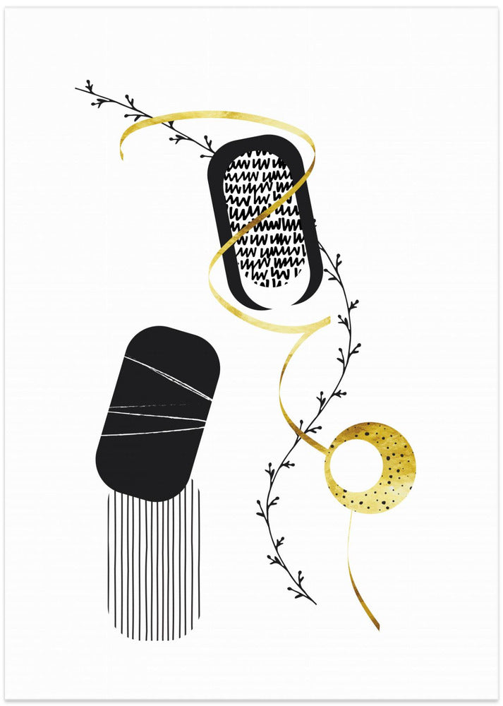 Art Prints of Black & White Abstract No. 1 | gold