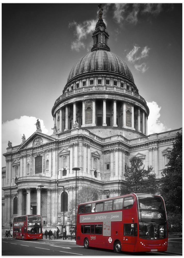 Art Prints of LONDON St. Paul’s Cathedral & Red Bus