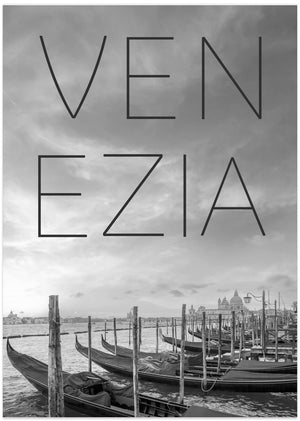 Art Prints of VENICE Gondolas & Santa Maria della Salute | Text & Skyline