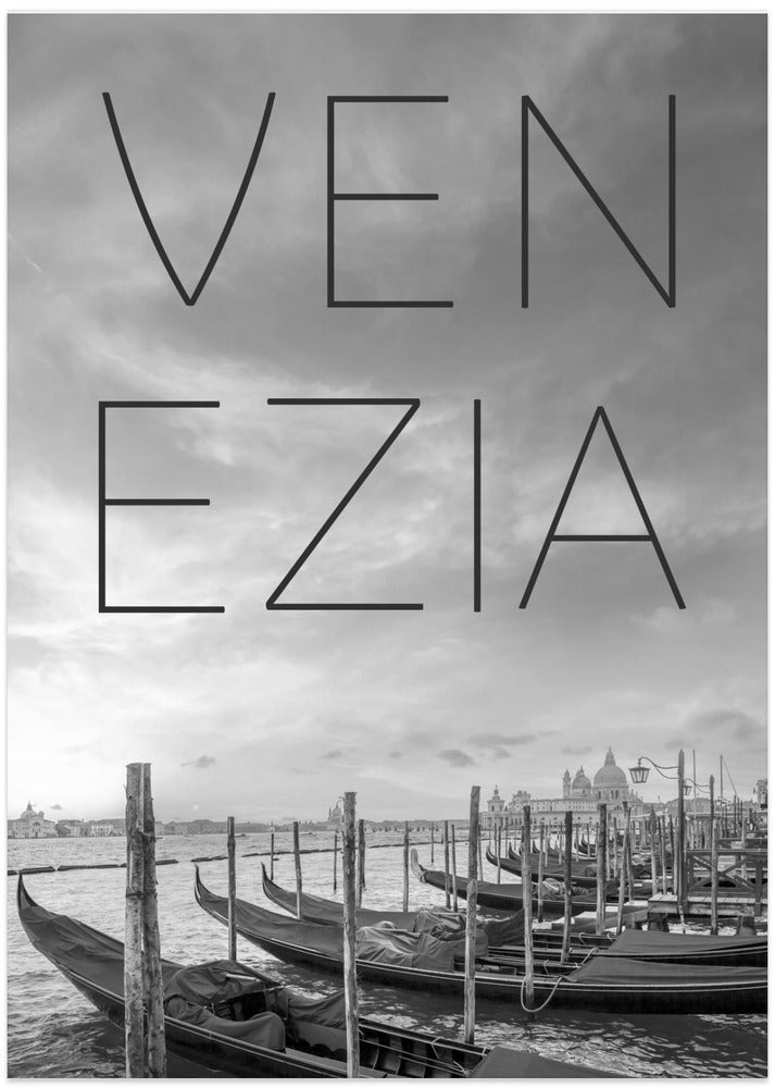 Art Prints of VENICE Gondolas & Santa Maria della Salute | Text & Skyline