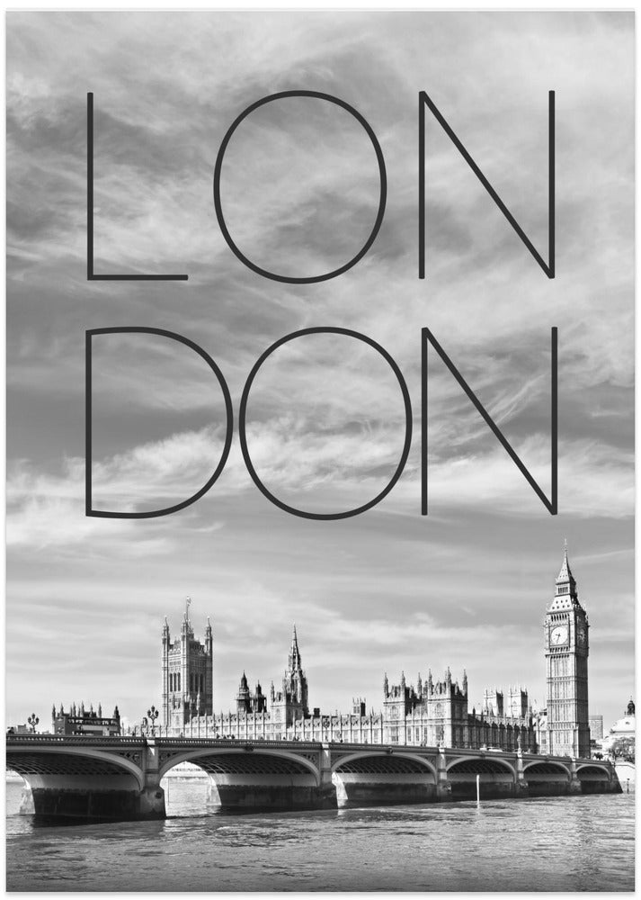 Art Prints of LONDON Westminster Bridge | Text & Skyline