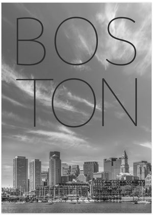 Art Prints of BOSTON Skyline Financial District & North End | Text & Skyline