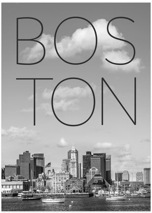 Art Prints of BOSTON Skyline North End & Financial District | Text & Skyline