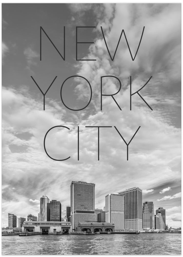 Art Prints of LOWER MANHATTAN and Whitehall Terminal | Text & Skyline