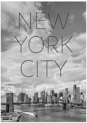 Art Prints of NYC Brooklyn Bridge & Lower Manhattan | Text & Skyline
