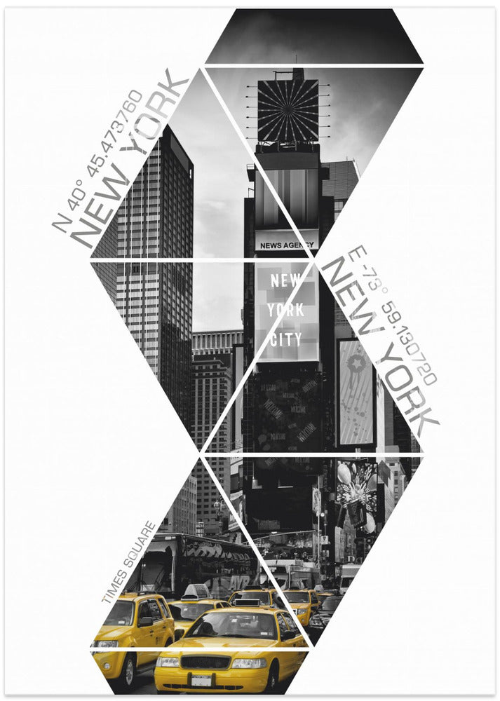 Art Prints of Coordinates NEW YORK CITY Times Square | colorkey