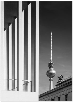 Art Prints of BERLIN MONOCHROME Television Tower & Museum Island