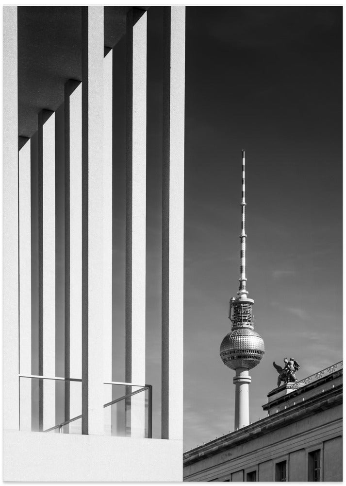 Art Prints of BERLIN MONOCHROME Television Tower & Museum Island