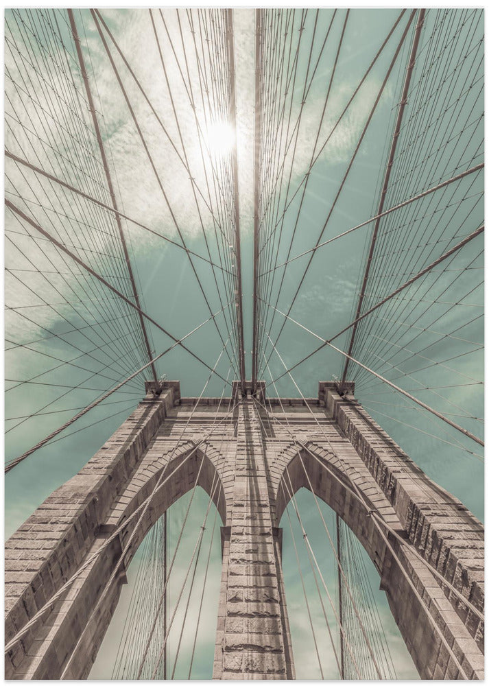 Art Prints of NEW YORK CITY Brooklyn Bridge in Detail | urban vintage style
