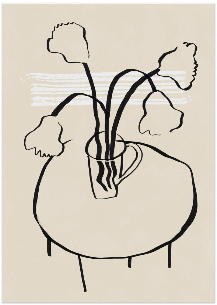 Flower decor on a round table