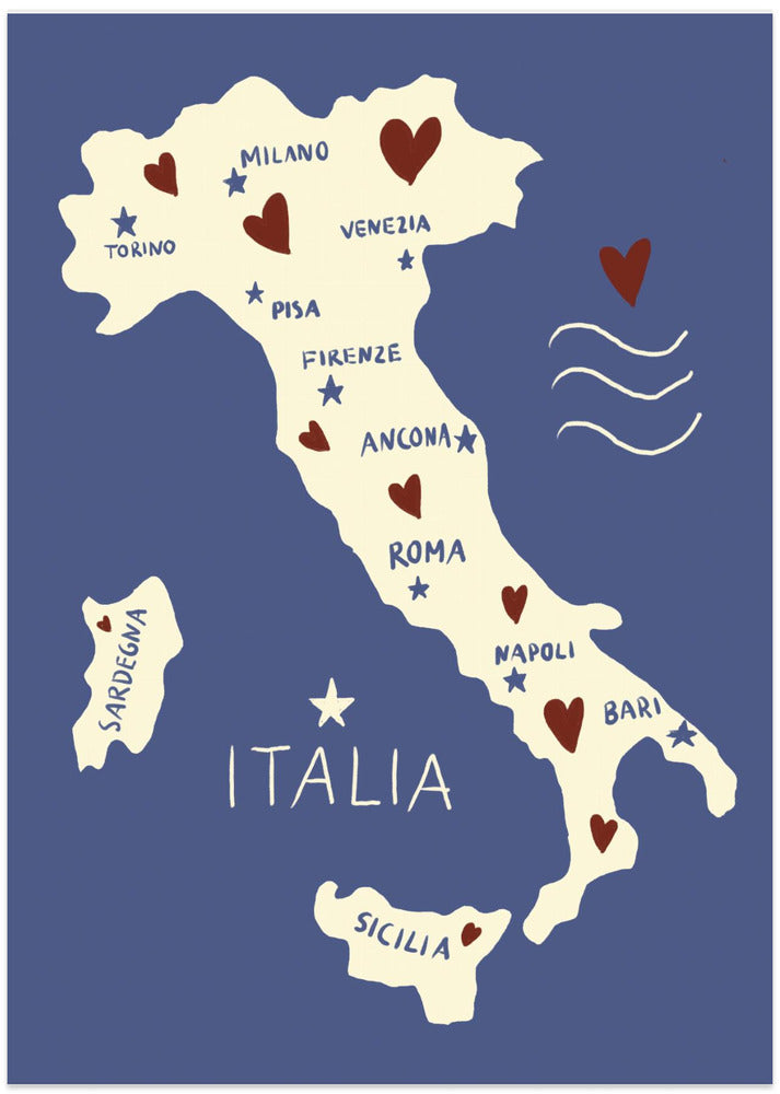 Art Prints of Italiy Map