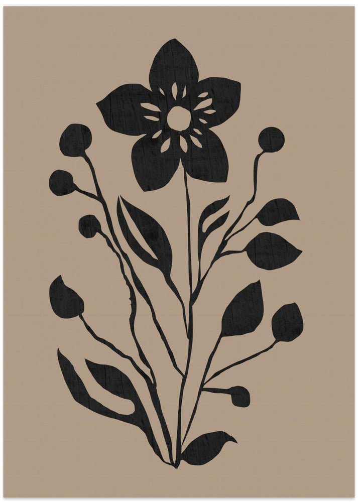 Black Flower Modern Botanical Silhouette