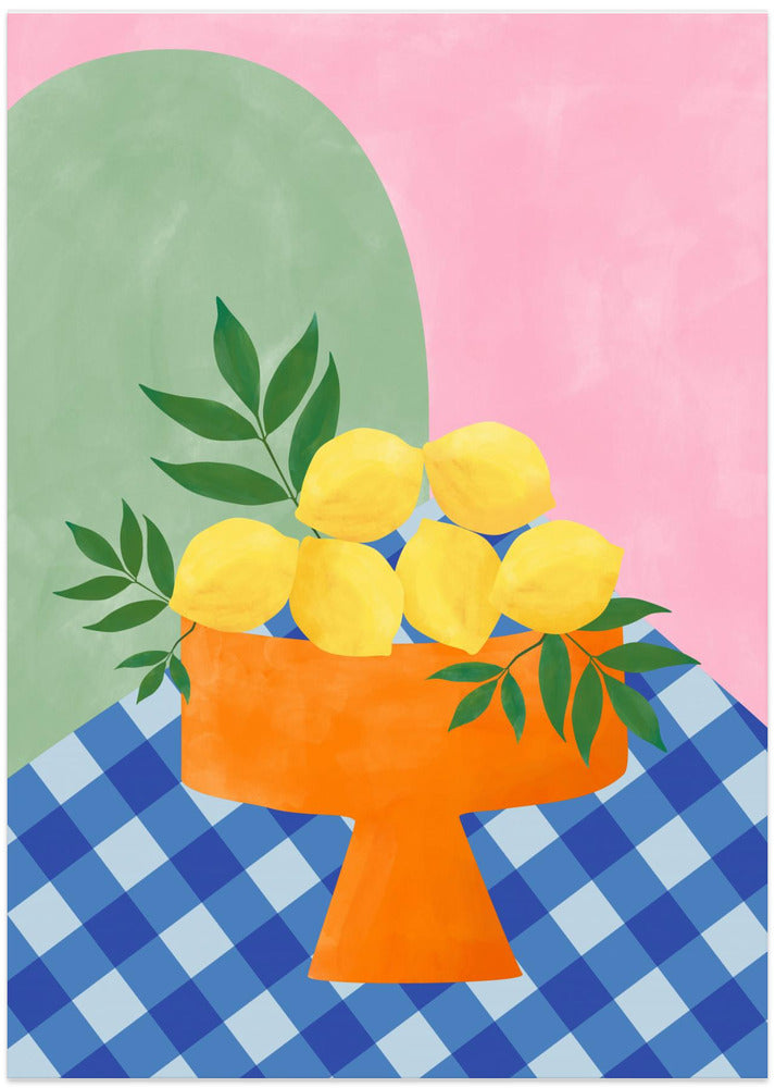 Yellow Lemons with Green Leaves