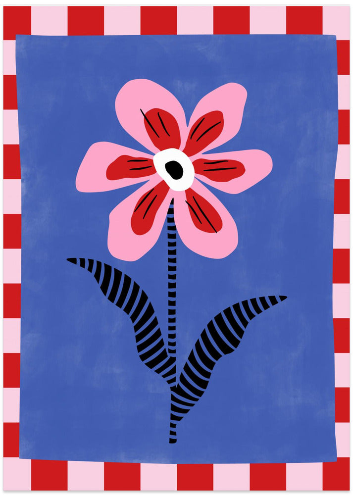 Flower with Pink Petals and Striped Leaves