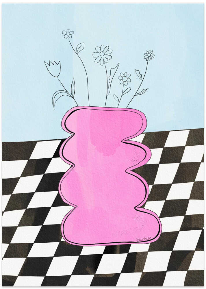 Checkerboard Vase Pink