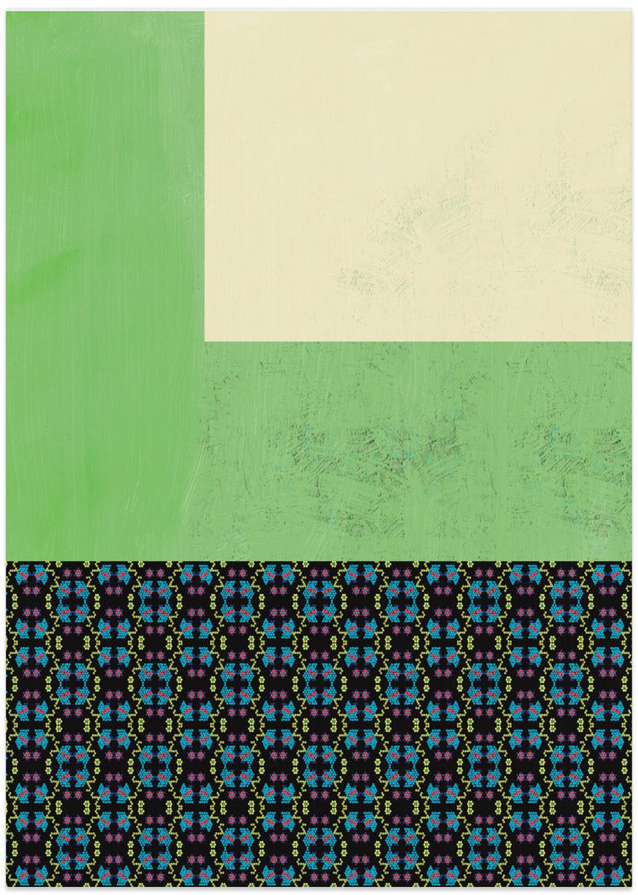 Pastel green and nyonya pattern collage