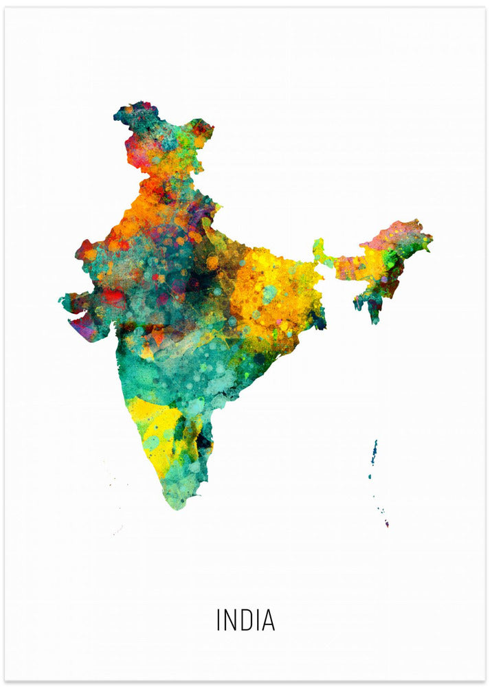 India Watercolor Map