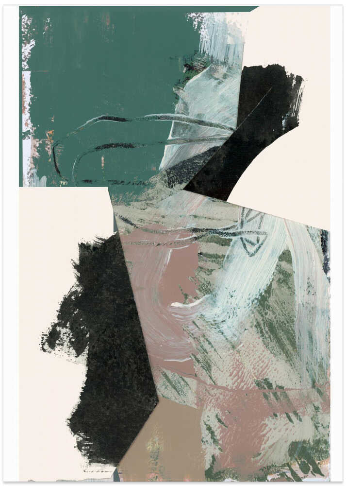 Green Peach Neutral Black Abstract 1