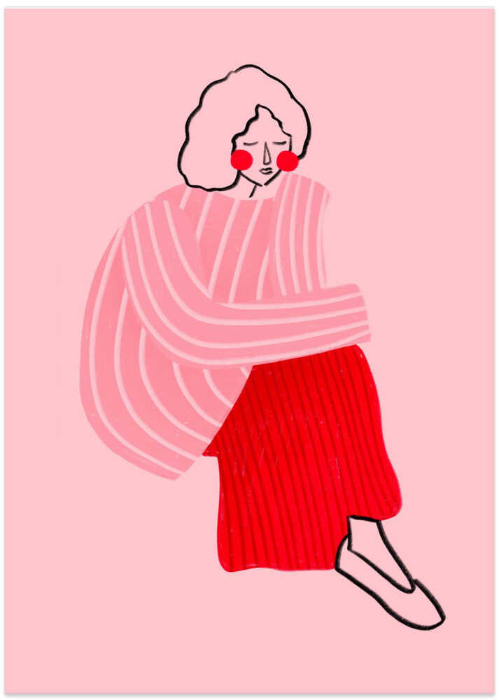 Pink and Red Line Lady