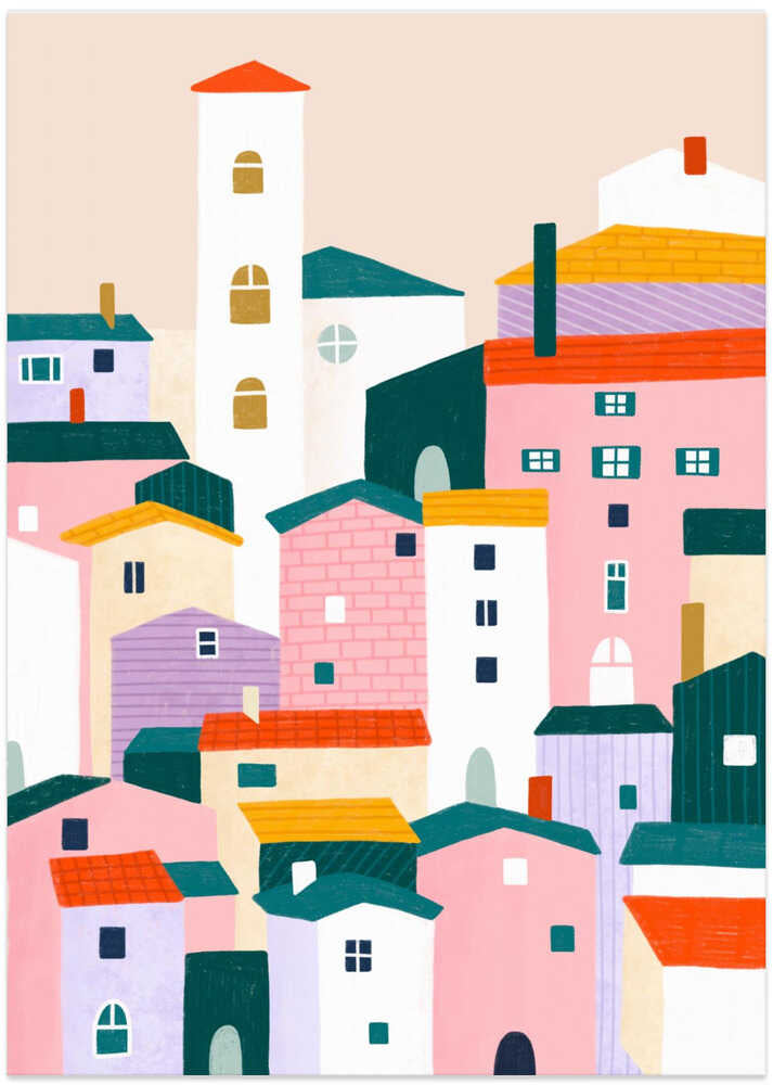 Colorful Village Scene