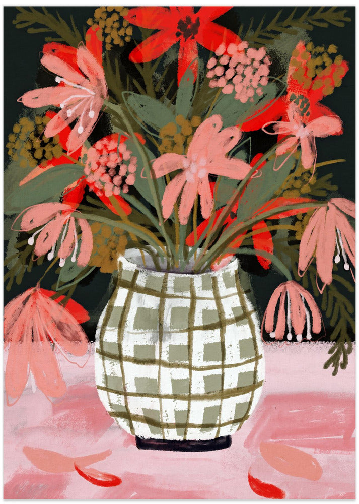 Petals in Patterned Vase