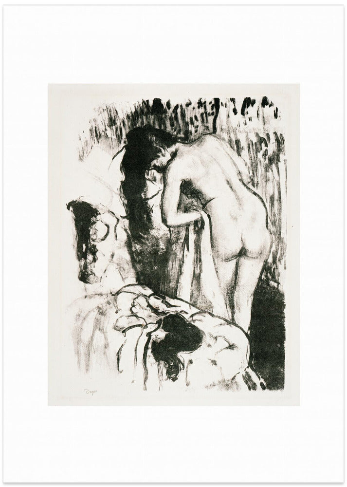 Nude Woman Standing, Drying Herself