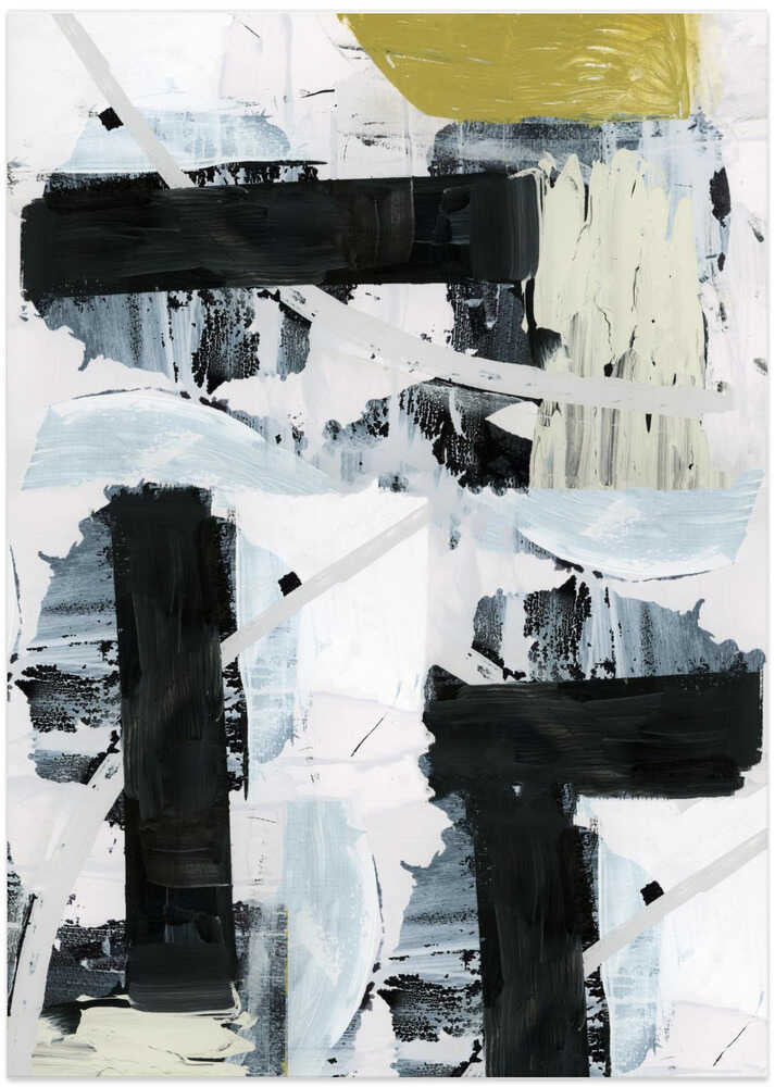 Black and White and Gold Abstract 1