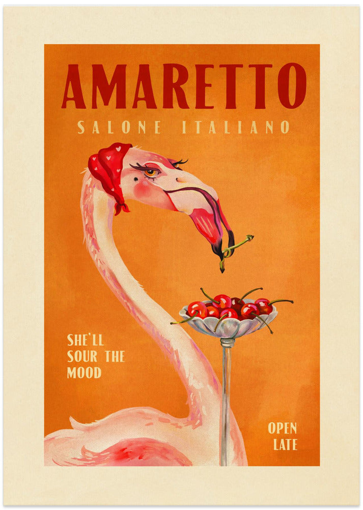 Amaretto Flamingo Art Deco Italian Cafe Travel Art
