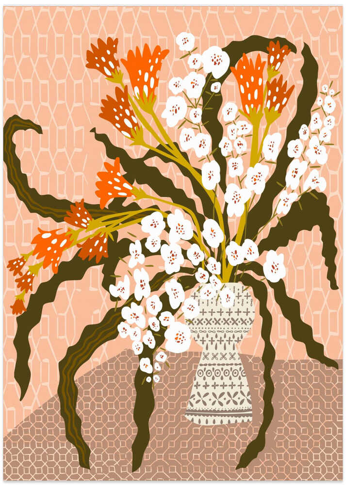 Floral contemporary still life peach fuzz