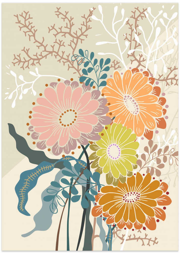 Springtime Daisies Earthy Tones