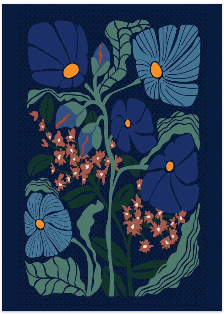 Klimt Flower Dark Blue