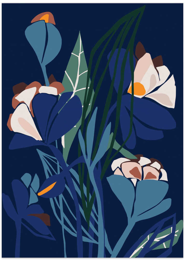 Florals At Night – Modern Illustration