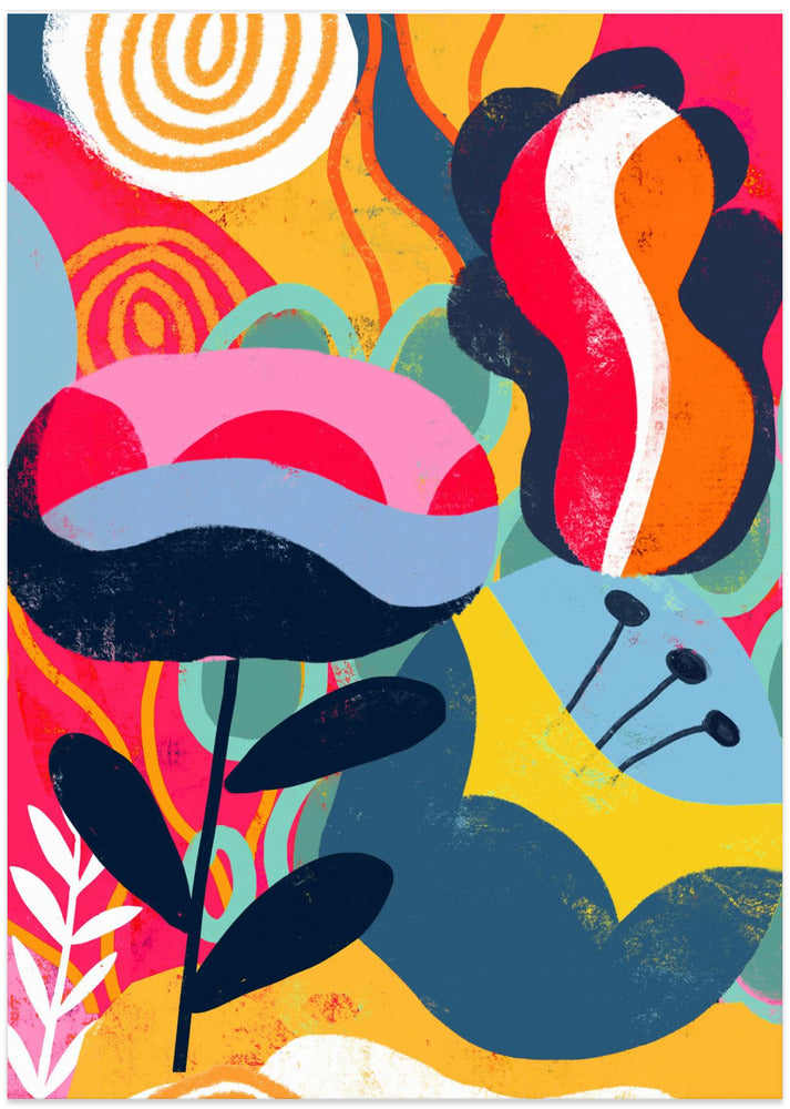 Colorful Shapes And Floral Elements