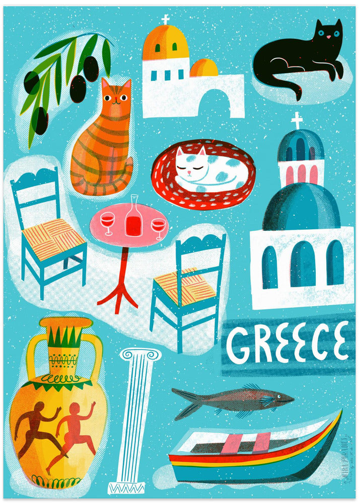 Screenprint Vintage Travel Greece