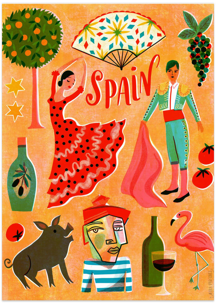 Screenprint Vintage Travel Spain