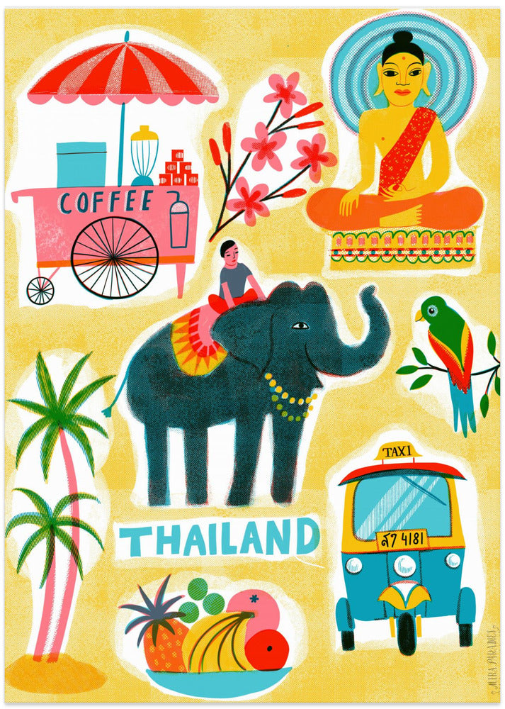 Screenprint Vintage Travel Thailand